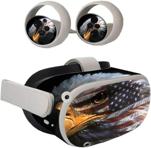 MightySkins Skin Compatible with Oculus Quest 2 - Eagle Eye | Protective, Durable, and Unique Vinyl Decal wrap Cover | Easy to Apply, Remove, and Change Styles | Made in The USA (OCQU2-Eagle Eye) in Saudi Arabia