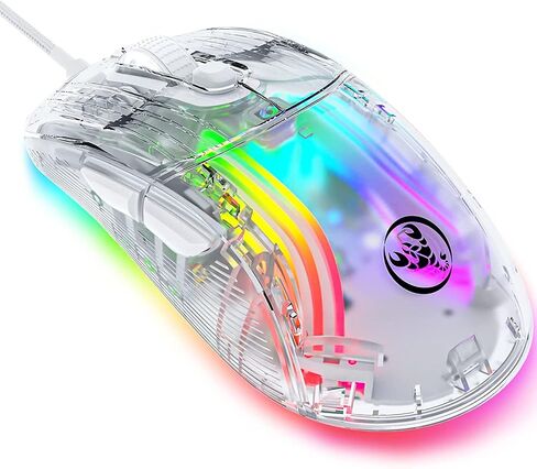 Wired PC Gaming Mouse with Transparent Chroma 3D RGB Lighting,1,2800 Max DPI High Precision,Multi-Button Ergonomic Design,Wired Computer Mice for Windows/Mac,PC,PS5, Laptop,Black-X400 in Saudi Arabia