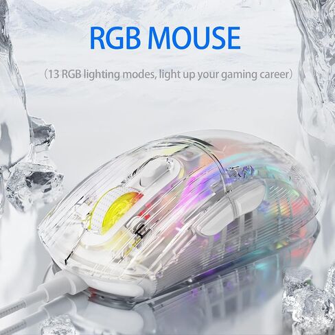 Wired PC Gaming Mouse with Transparent Chroma 3D RGB Lighting,1,2800 Max DPI High Precision,Multi-Button Ergonomic Design,Wired Computer Mice for Windows/Mac,PC,PS5, Laptop,Black-X400 in Saudi Arabia