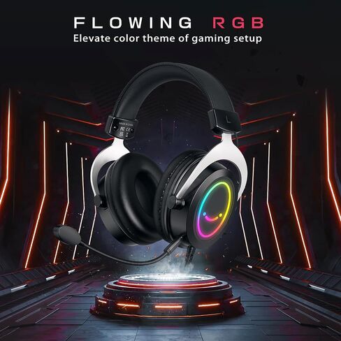 FIFINE Gaming Headset with Detachable Microphone, Over-Ear Headset Wired with Passive Noise Canceling, 3.5mm Audio Jack, RGB, for Switch, Xbox, PC, PS4/PS5 Controller, Gamer Headset-AmpliGame H3 in Kuwait