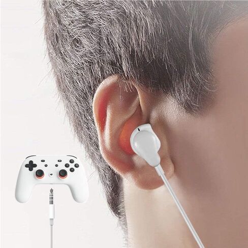 GEEKRIA 3.5mm Plug Earphones with Microphone, Quality Wired Headphones Bulk Pack, Stereo Semi in-Ear Headphones with Mic and Volume Control, Affordable Wholesale Earbuds (10 Pack, White) in Saudi Arabia