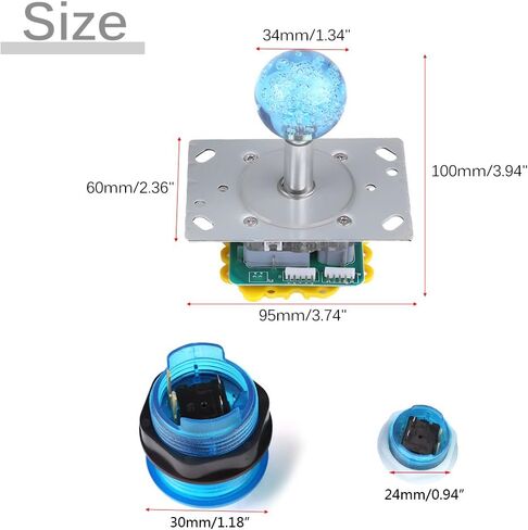 Arcade Controller, USB Game Joystick and Buttons DIY Kit with 20 DIY LED Illuminated Arcade Game Buttons+2 Joysticks+2USB Encoder Supports Windows,Ps3.Ps4 and Other Fight Game in Kuwait