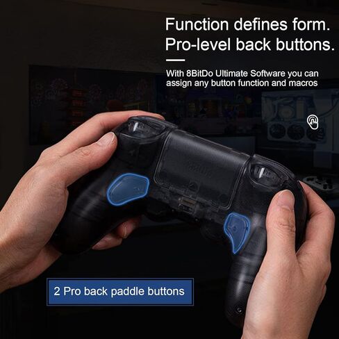 وحدة تحكم لاسلكية AKNES 8BitDo Pro 2 تعمل بتقنية البلوتوث للتبديل/التبديل OLED مع قطعتين من أغطية قبضة الإبهام Joycon، ولوحات الألعاب لسطح البخار، وMacOS، وiOS، والكمبيوتر الشخصي، وAndroid وRaspberry Pi (شفاف/أرجواني شفاف) in Kuwait