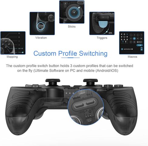 وحدة تحكم لاسلكية AKNES 8BitDo Pro 2 تعمل بتقنية البلوتوث للتبديل/التبديل OLED مع قطعتين من أغطية قبضة الإبهام Joycon، ولوحات الألعاب لسطح البخار، وMacOS، وiOS، والكمبيوتر الشخصي، وAndroid وRaspberry Pi (شفاف/أرجواني شفاف) in Kuwait