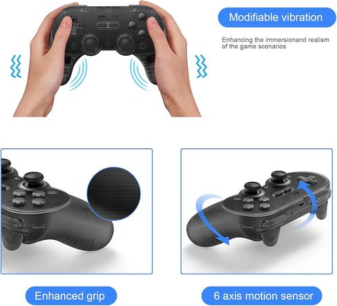 وحدة تحكم لاسلكية AKNES 8BitDo Pro 2 تعمل بتقنية البلوتوث للتبديل/التبديل OLED مع قطعتين من أغطية قبضة الإبهام Joycon، ولوحات الألعاب لسطح البخار، وMacOS، وiOS، والكمبيوتر الشخصي، وAndroid وRaspberry Pi (شفاف/أرجواني شفاف) in Kuwait