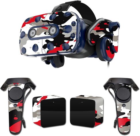 MightySkins Skin Compatible with HTC Vive Pro VR Headset - Red Camo | Protective, Durable, and Unique Vinyl Decal wrap Cover | Easy to Apply, Remove, and Change Styles | Made in The USA in Saudi Arabia