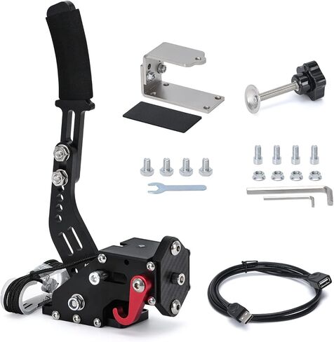 فرملة يد USB للكمبيوتر الشخصي 64 بت لألعاب سباق السيارات SIM G25/ G27/G29 T500 من الفولاذ والألمنيوم قابلة للتعديل للكمبيوتر الشخصي Windows PS باللون الأسود مع مشبك in Kuwait