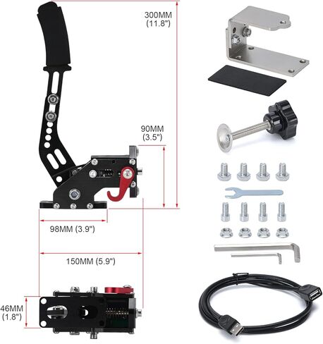 فرملة يد USB للكمبيوتر الشخصي 64 بت لألعاب سباق السيارات SIM G25/ G27/G29 T500 من الفولاذ والألمنيوم قابلة للتعديل للكمبيوتر الشخصي Windows PS باللون الأسود مع مشبك in Kuwait