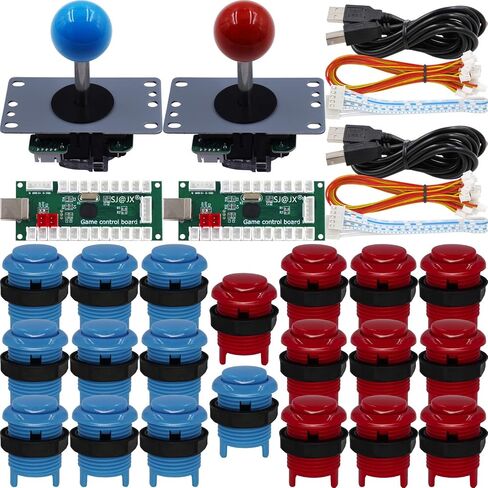 SJ@JX Arcade Game 2 Player Controller DIY Kit Microswitch Button 4&8 Way Joystick Zero Delay USB Encoder Fighting Stick Handles Console for PC MAME Raspberry Pi Retropie in Kuwait