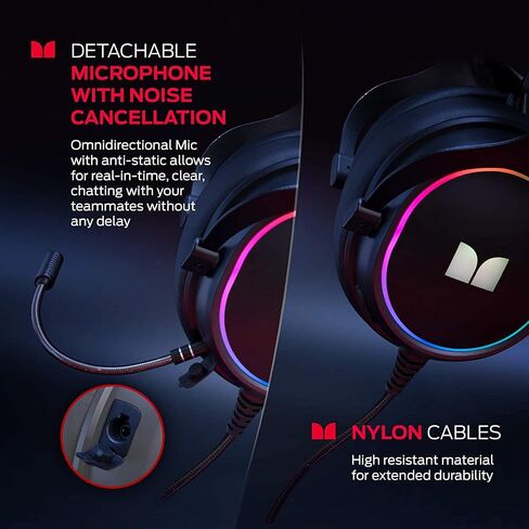 Monster Alpha 7.1 RGB Illuminated Gaming Headset with 7.1 Surround Sound, Noise-Cancelling Detachable Mic, Cushioned Earcups – for PC Gaming, Black in Saudi Arabia