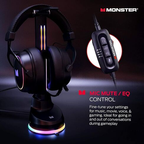 Monster Alpha 7.1 RGB Illuminated Gaming Headset with 7.1 Surround Sound, Noise-Cancelling Detachable Mic, Cushioned Earcups – for PC Gaming, Black in Saudi Arabia