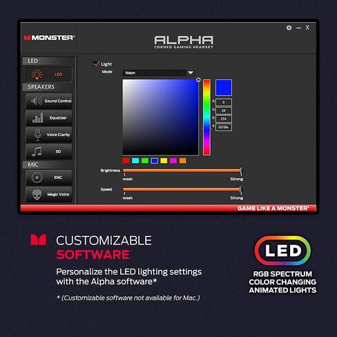 Monster Alpha 7.1 RGB Illuminated Gaming Headset with 7.1 Surround Sound, Noise-Cancelling Detachable Mic, Cushioned Earcups – for PC Gaming, Black in Saudi Arabia