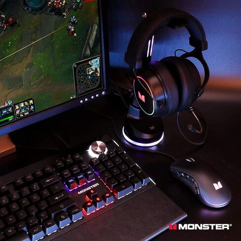 Monster Alpha 7.1 RGB Illuminated Gaming Headset with 7.1 Surround Sound, Noise-Cancelling Detachable Mic, Cushioned Earcups – for PC Gaming, Black in Saudi Arabia
