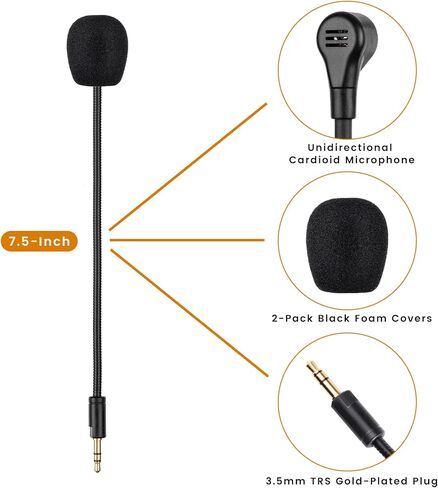 Barracuda X Mic Replacement for Razer Barracuda X Wireless Gaming Headphone, Detachable 3.5mm Noise Cancelling Microphone for Xbox One, PS4, PS5, PC in Saudi Arabia