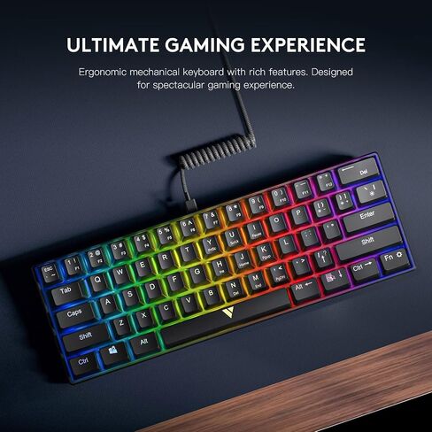 GTRACING Mechanical Gaming Keyboard 60% Colorful Backlit Wired Ultra Compact 61 Keys Mini for Computer PC Laptop Windows Type-C Blue Switches GT882 in Saudi Arabia