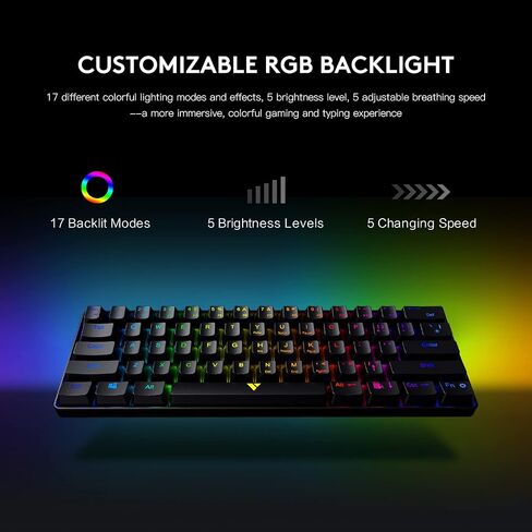 GTRACING Mechanical Gaming Keyboard 60% Colorful Backlit Wired Ultra Compact 61 Keys Mini for Computer PC Laptop Windows Type-C Blue Switches GT882 in Saudi Arabia