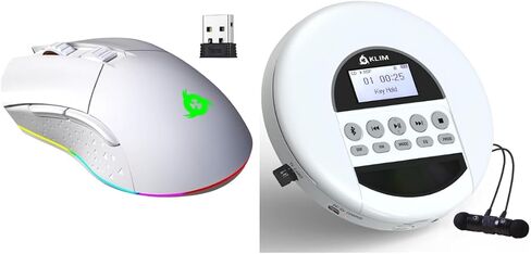 ماوس الألعاب اللاسلكي KLIM Blaze القابل لإعادة الشحن RGB ومشغل الأقراص المضغوطة المحمول Nomad Walkman مع حزمة بطارية طويلة الأمد in Saudi Arabia