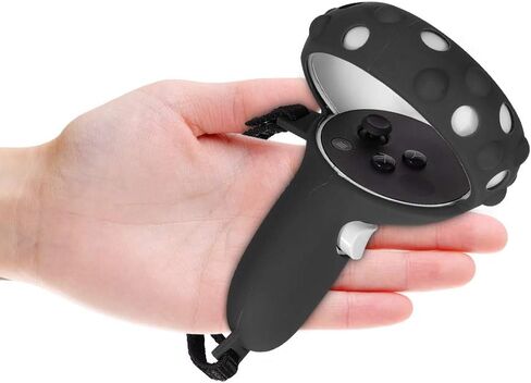 Controller Grip Cover and Face Cover Set for Oculus Quest 2 ,VR Cover Accessories，Anti-Throw Controller Grip Cover，Prevent Light-Leaking Face Cover Pad (Black) in Saudi Arabia
