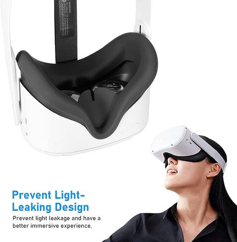 Controller Grip Cover and Face Cover Set for Oculus Quest 2 ,VR Cover Accessories，Anti-Throw Controller Grip Cover，Prevent Light-Leaking Face Cover Pad (Black) in Saudi Arabia