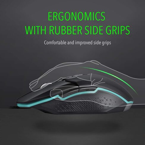 Perixx MX-2500B Wired Gaming Mouse, 5 Adjustable DPI Presets 500-10,800, RGB Lighting, 7 Programmable Buttons, Omron Switches, Ergonomic Design for PC Computer Gaming, Black (11724) in Saudi Arabia