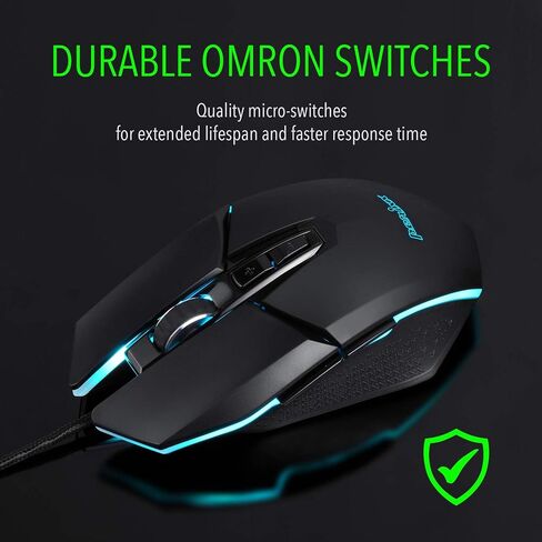 Perixx MX-2500B Wired Gaming Mouse, 5 Adjustable DPI Presets 500-10,800, RGB Lighting, 7 Programmable Buttons, Omron Switches, Ergonomic Design for PC Computer Gaming, Black (11724) in Saudi Arabia