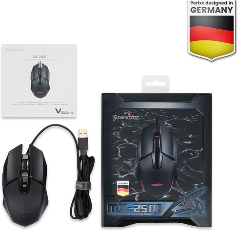 Perixx MX-2500B Wired Gaming Mouse, 5 Adjustable DPI Presets 500-10,800, RGB Lighting, 7 Programmable Buttons, Omron Switches, Ergonomic Design for PC Computer Gaming, Black (11724) in Saudi Arabia