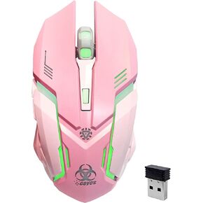 VEGCOO White Wireless Gaming Mouse, Silent Click Wireless Mouse with 3 Level DPI, Rechargeable Computer Mice with Colorful RGB LED Lights and Side Buttons for Laptop and Desktop in Saudi Arabia