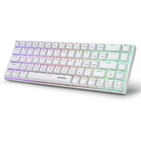 لوحة مفاتيح الألعاب HUO JI 65% RGB، E-YOOSO Z-686 لوحة مفاتيح ميكانيكية سلكية 68 مفتاحًا، مفاتيح خطية حمراء، دعم البرامج الاحترافية، كابل USB-C قابل للفصل، مفاتيح أسهم منفصلة - رمادي/أسود