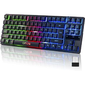 CHONCHOW RGB لوحة مفاتيح الألعاب المدمجة، USB السلكية 87 مفاتيح لوحة مفاتيح الألعاب LED قوس قزح الخلفية لوحة مفاتيح الألعاب TKL لوحة المفاتيح الألعاب RGB لوحة المفاتيح لأجهزة الكمبيوتر المحمول Ps4 Xbox PC ألعاب الكمبيوتر والعمل in Kuwait