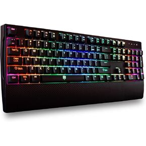 Deco Gear Mechanical Gaming Keyboard, Anti-Ghosting, Ergonomic Fixed Palm Rest, Full Customizable RGB Backlit, Carbon Fiber Design, Outemu Blue Switch, Wired, Black in Kuwait