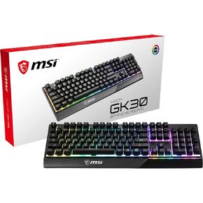 MSI كيبورد العاب GK30 RGB من فيجور باضاءة RGB بـ 6 مناطق، طاردة للماء ومقاومة للرذاذ، مفاتيح مكبس تشبه الميكانيكية، اسود in Saudi Arabia