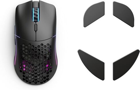 (ماوس + أقدام سيراميك) ماوس الألعاب اللاسلكي Glorious Model O (أسود غير لامع) + أقدام ماوس ألعاب الكمبيوتر Glorious - أقدام سيراميك مصقولة لماوس الألعاب طراز O/O-(ناقص) (حزمة) in Kuwait