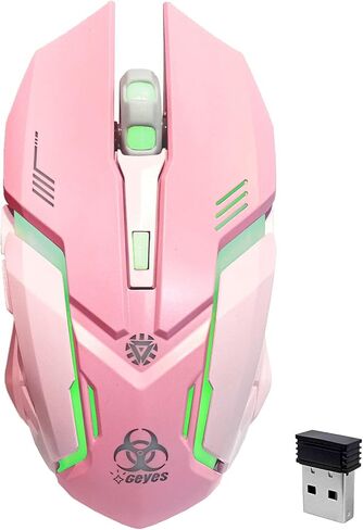 VEGCOO Wireless Gaming Mouse, C8 Silent Click Wireless Rechargeable Mouse with Colorful LED Lights and 3 Level DPI 400mah Lithium Battery for Laptop and Computer (Black) in Saudi Arabia
