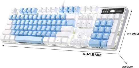 MageGee Mechanical Gaming Keyboard, New Upgraded Blue Switch 104 Keys White Backlit Keyboards, USB Wired Mechanical Computer Keyboard for Laptop, Desktop, PC Gamers(White & Pink) in Kuwait