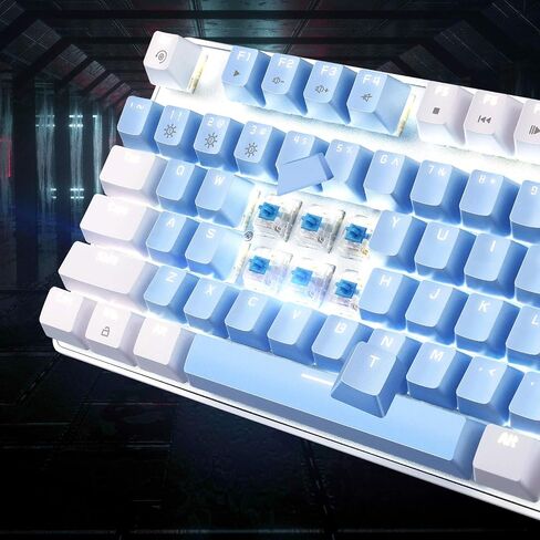 MageGee Mechanical Gaming Keyboard, New Upgraded Blue Switch 104 Keys White Backlit Keyboards, USB Wired Mechanical Computer Keyboard for Laptop, Desktop, PC Gamers(White & Pink) in Kuwait