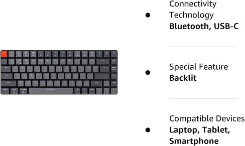 Keychron K3 الإصدار 2، 75% تخطيط 84 مفتاحًا لوحة مفاتيح ميكانيكية سلكية بلوتوث/USB فائقة النحافة مع إضاءة خلفية بيضاء، مفتاح أحمر بصري منخفض المستوى قابل للتبديل السريع لنظام التشغيل Mac Windows in Kuwait