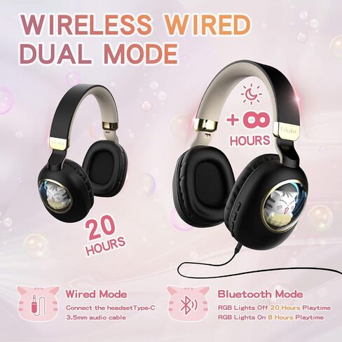 Kids Bluetooth Headphones Wired with Microphone for School - Wireless Boy Girls Noise Cancelling Over Ear Bluetooth Headphones Lightweight Children Headsets for iPad Kindle Airplane Travel Tablet in Saudi Arabia
