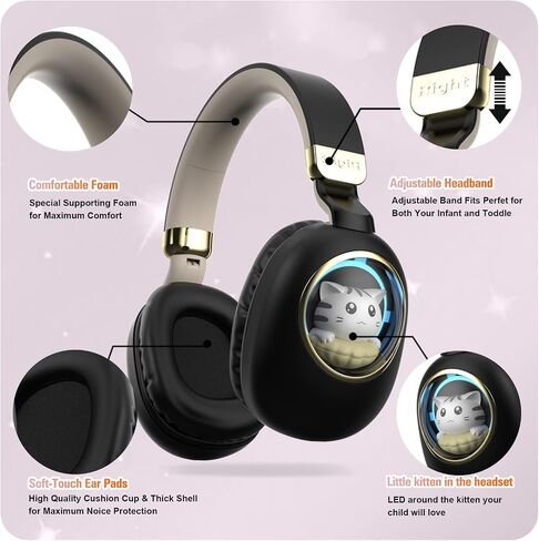 Kids Bluetooth Headphones Wired with Microphone for School - Wireless Boy Girls Noise Cancelling Over Ear Bluetooth Headphones Lightweight Children Headsets for iPad Kindle Airplane Travel Tablet in Saudi Arabia