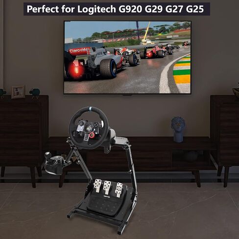 CXRCY Racing Wheel Stand Compatible with Logitech G920 G29 G27 G25 Gaming Cockpit Height Adjustable Foldable Gaming Racing Simulator Steering Wheel Stand,Wheel and Pedals Not Included in Saudi Arabia