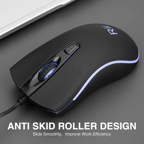 Rii RM105 RGB Wired Mouse, 1600 DPI USB Optical Computer Mouse, Ergonomic Office Mice,Compatible with PC, Laptop, Desktop, Windows – Pink in Saudi Arabia