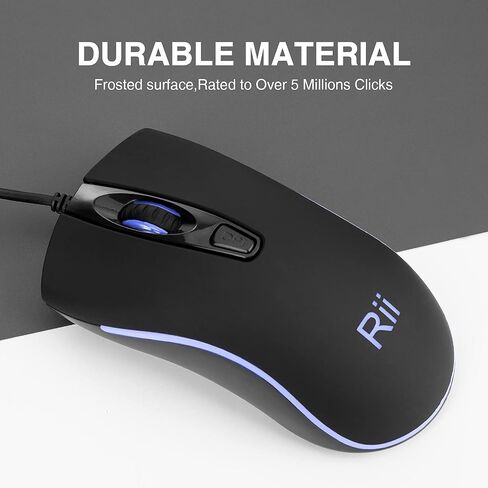 Rii RM105 RGB Wired Mouse, 1600 DPI USB Optical Computer Mouse, Ergonomic Office Mice,Compatible with PC, Laptop, Desktop, Windows – Pink in Saudi Arabia