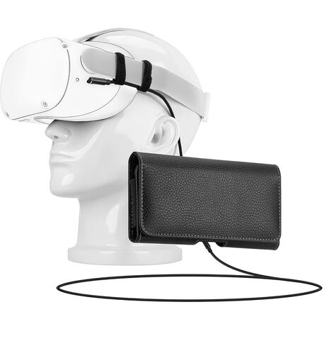 حامل بطارية خارجي Geekria VR، حافظة بطارية VR، مشبك حزام بنك الطاقة متوافق مع Meta Quest 2، Quest Pro، Pico Neo 3، تمديد وقت تشغيل سماعة الرأس VR (أسود) in Kuwait