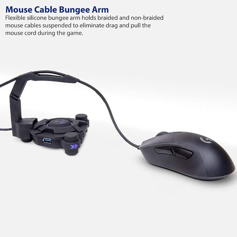 Narfi Gaming Mouse Bungee Stand - Blue LED - 4 Port USB 3.0 Hub with Active Power - AC 5V Power Adapter Is Included - PC; Mac; Linux in Saudi Arabia