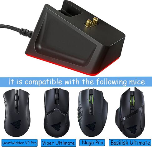 Charging Dock with 4.9Ft USB Charging Cable Fits for Razer Naga Pro/DeathAdder/Basilisk/Viper Ultimate Gaming Mouse,Magnetic Dock with Charge Status Indicator and Anti-Slip Sticker in Kuwait