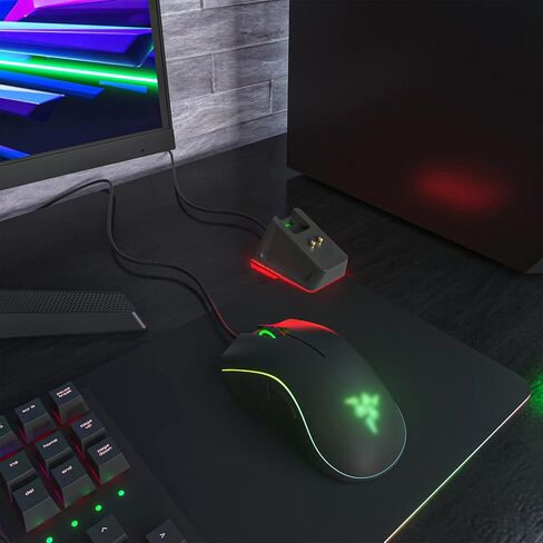 Charging Dock with 4.9Ft USB Charging Cable Fits for Razer Naga Pro/DeathAdder/Basilisk/Viper Ultimate Gaming Mouse,Magnetic Dock with Charge Status Indicator and Anti-Slip Sticker in Kuwait