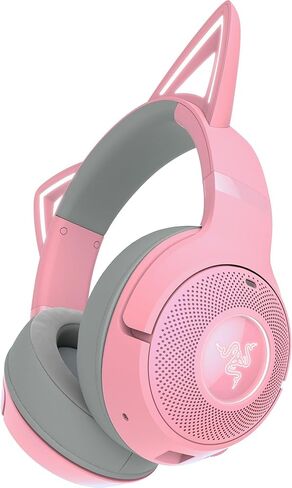 Razer Kraken Kitty V2 BT Wireless RGB Headset: Chroma RGB Kitty Ears & Earcups - Bluetooth 5.2-40 mm Drivers - Noise-Cancelling Mics - Lightweight - 40 Hr Battery w/Type C Charging - Quartz Pink in Saudi Arabia