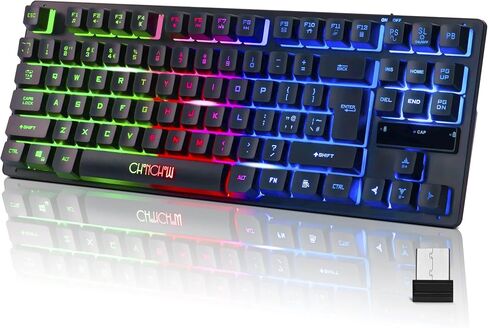 CHONCHOW RGB لوحة مفاتيح الألعاب المدمجة، USB السلكية 87 مفاتيح لوحة مفاتيح الألعاب LED قوس قزح الخلفية لوحة مفاتيح الألعاب TKL لوحة المفاتيح الألعاب RGB لوحة المفاتيح لأجهزة الكمبيوتر المحمول Ps4 Xbox PC ألعاب الكمبيوتر والعمل in Kuwait