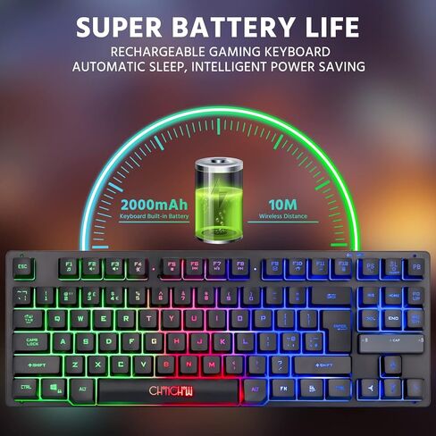 CHONCHOW RGB لوحة مفاتيح الألعاب المدمجة، USB السلكية 87 مفاتيح لوحة مفاتيح الألعاب LED قوس قزح الخلفية لوحة مفاتيح الألعاب TKL لوحة المفاتيح الألعاب RGB لوحة المفاتيح لأجهزة الكمبيوتر المحمول Ps4 Xbox PC ألعاب الكمبيوتر والعمل in Kuwait