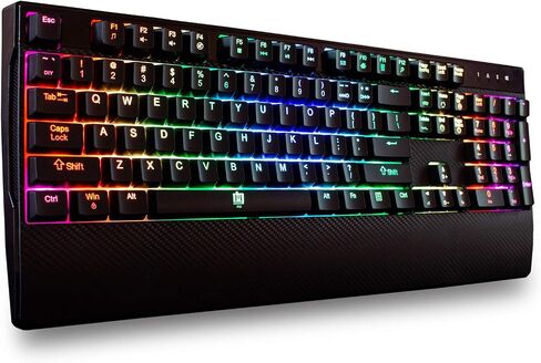Deco Gear Mechanical Gaming Keyboard, Anti-Ghosting, Ergonomic Fixed Palm Rest, Full Customizable RGB Backlit, Carbon Fiber Design, Outemu Blue Switch, Wired, Black in Kuwait