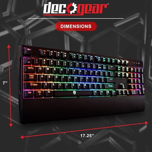 Deco Gear Mechanical Gaming Keyboard, Anti-Ghosting, Ergonomic Fixed Palm Rest, Full Customizable RGB Backlit, Carbon Fiber Design, Outemu Blue Switch, Wired, Black in Kuwait